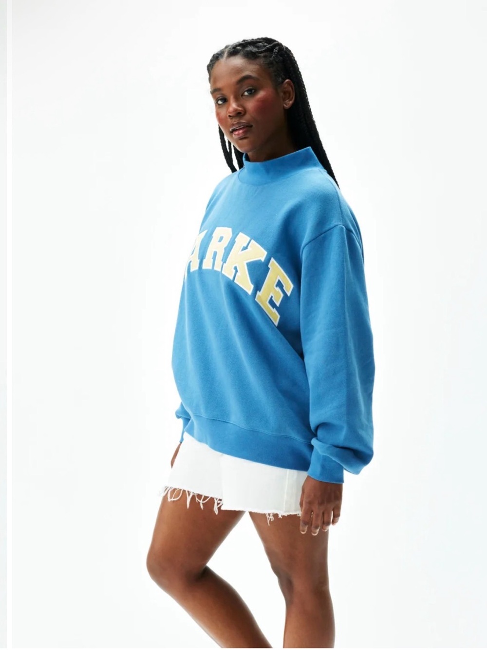 Parke Heritage Varsity Mockneck Summer Washed Indigo + Peel Size L/XL - Picture 3 of 10